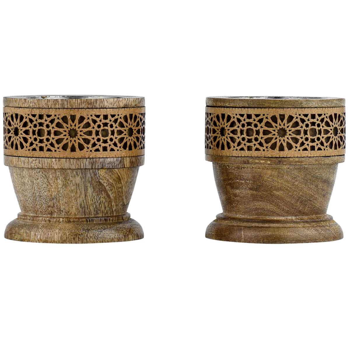 Set van 2 oosterse decoratieve theelichthouders van hout Gha
