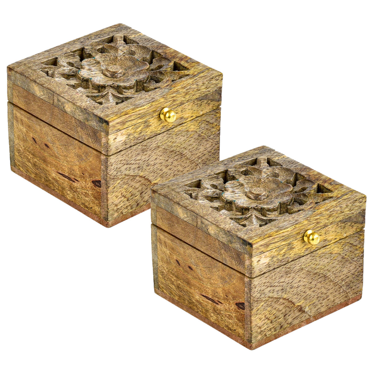 Set van 2 oosterse decoratieve houten op box