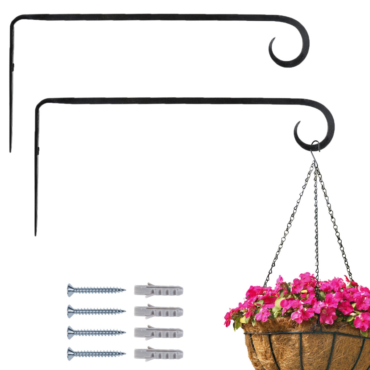 Set van 2 wandhaken voor hangende bloemb box