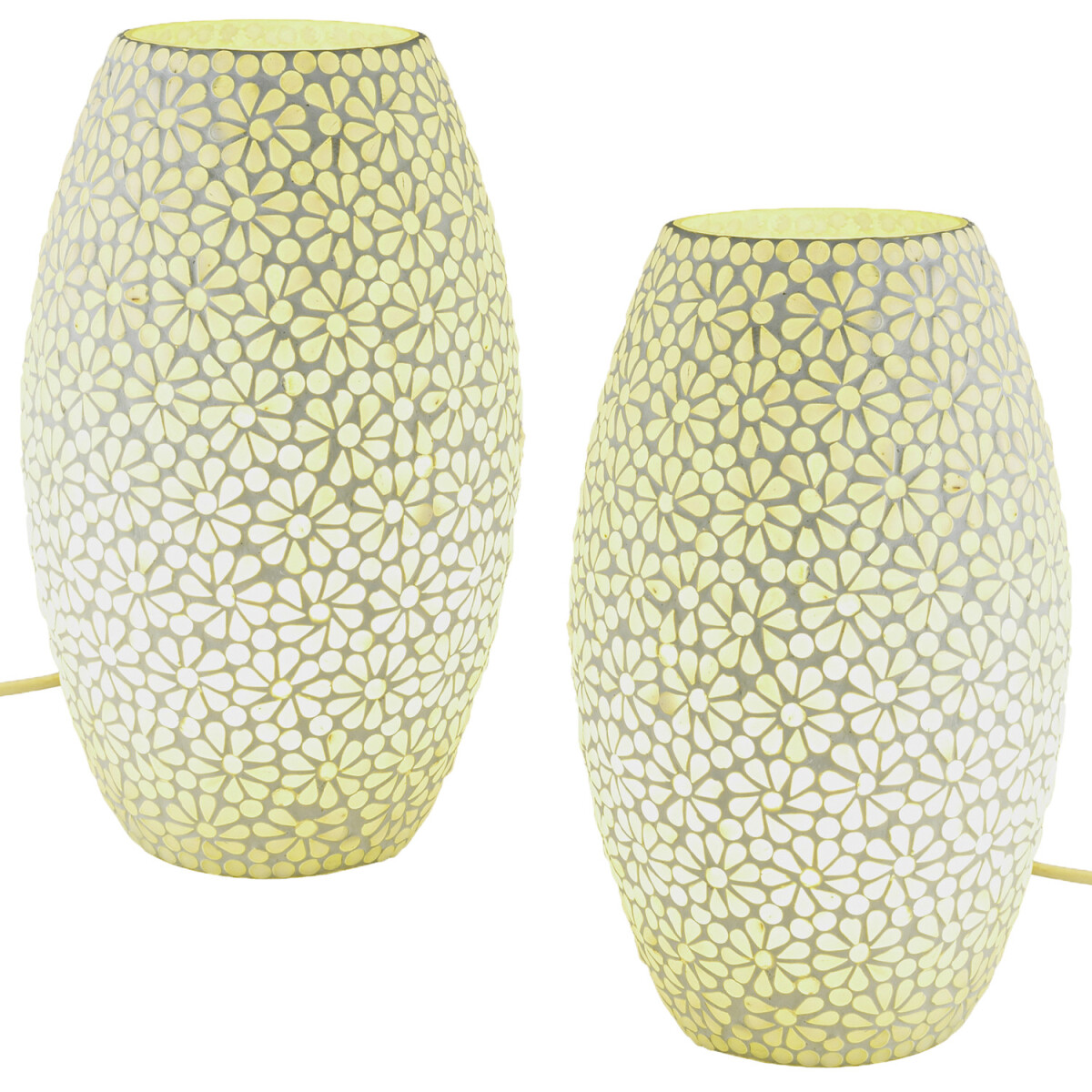 Set van 2 boho-decoratieve tafellampjes, nachtlampjes van gl