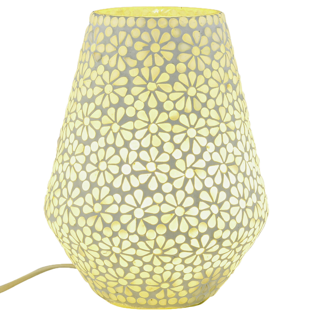 Boho-tafel- en nachtlamp van glas met mozaïekpatroon en