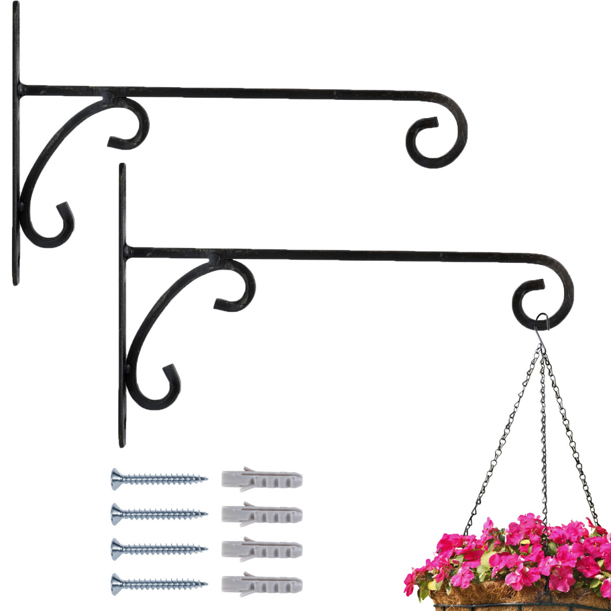 Set van 2 wandhaken voor hangende bloemb box