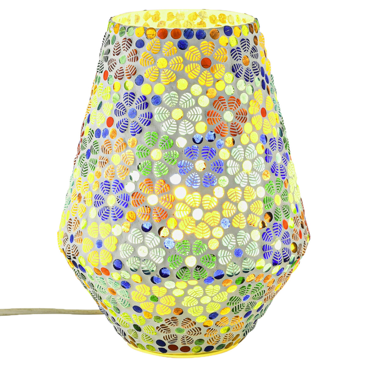 Boho-tafel- en nachtlamp van glas met mo box