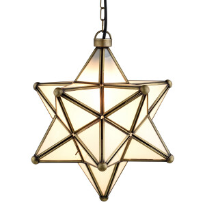 Hanglamp Ster Glas Bghina wit 35 cm | Vintage hanglamp Boho