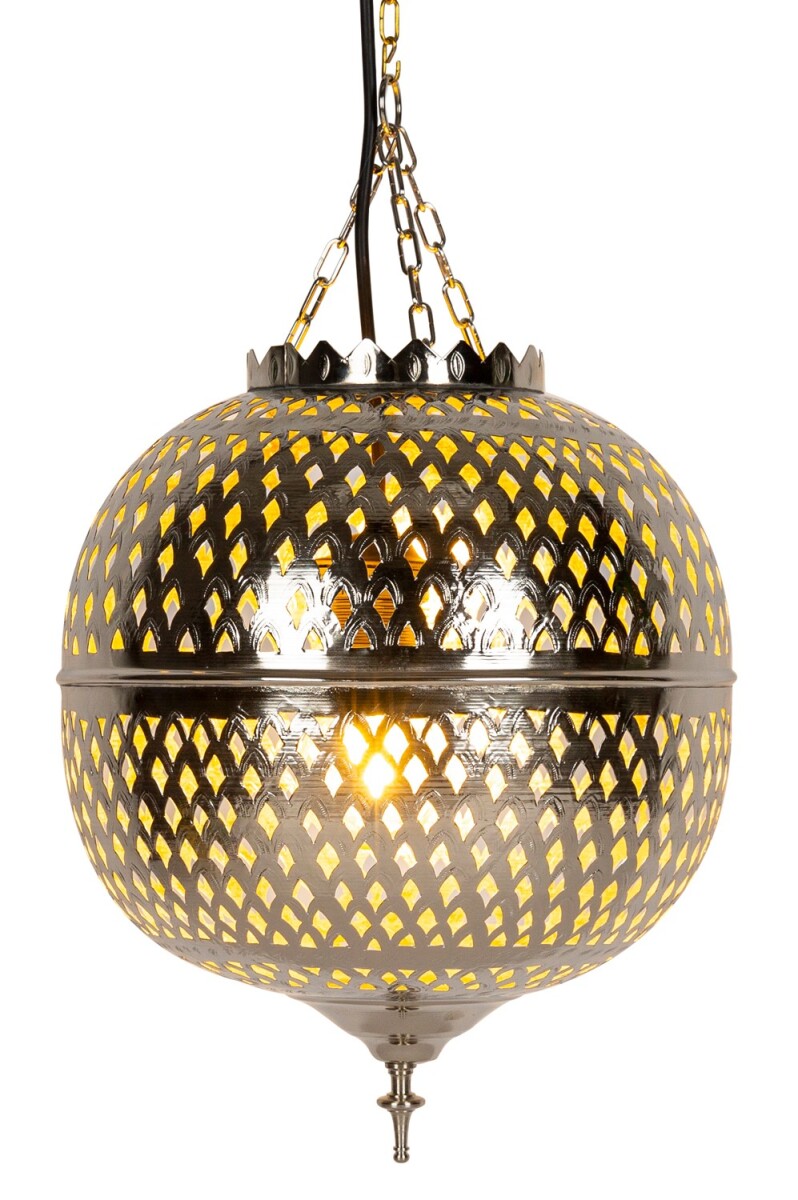 Oosterse messing hanglamp Safiye, zilver box