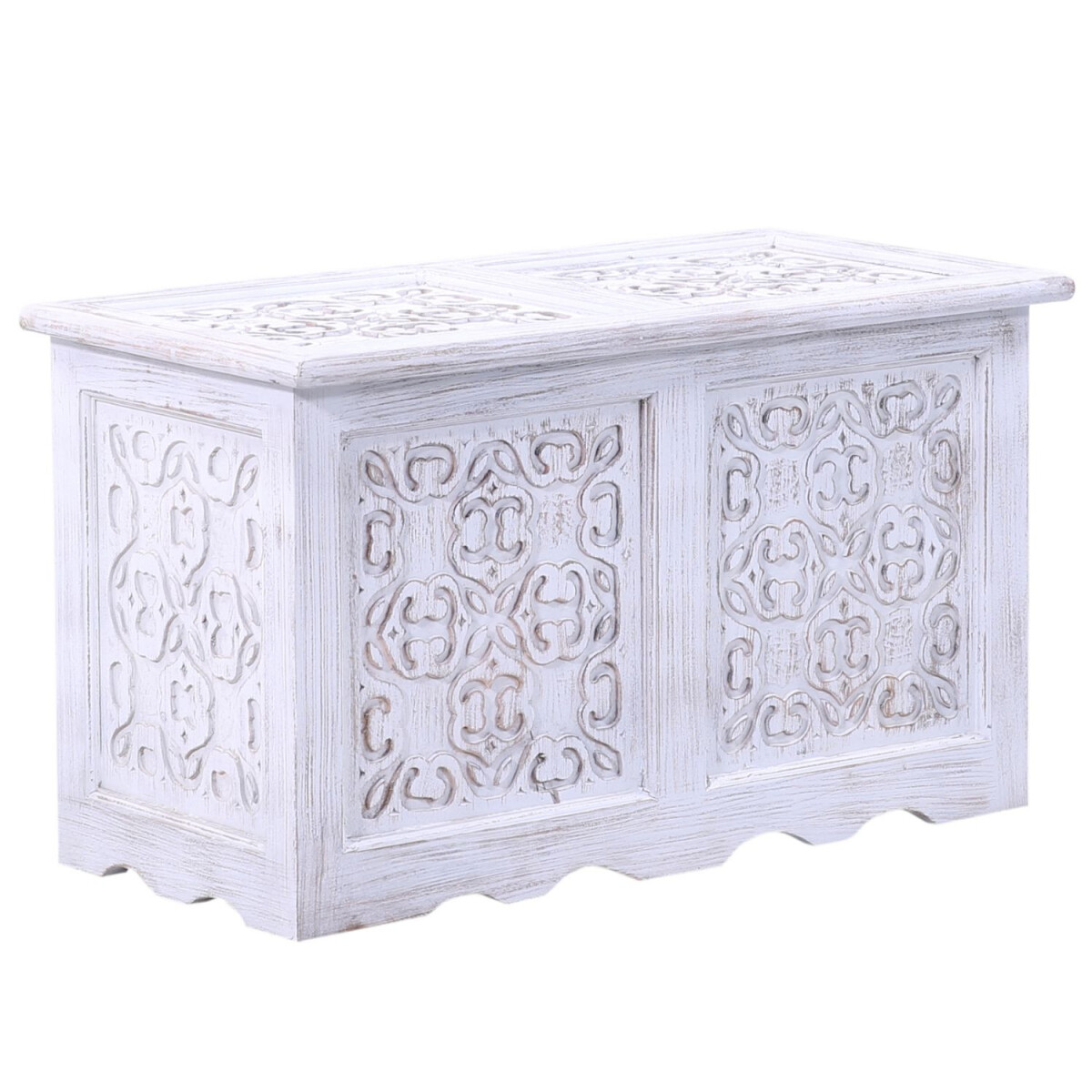 Indiase landhuiskist Houten kist Ceyda - White Wash 80 cm