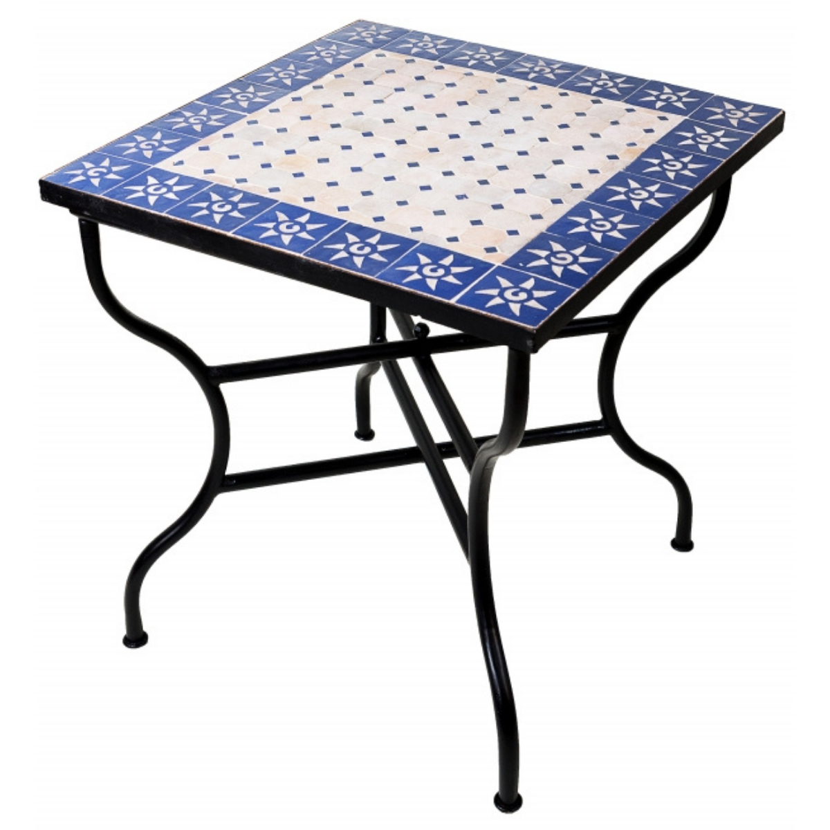 Marokkaanse mozaïektafel Zon Beige Blauw 70x70 cm | Han