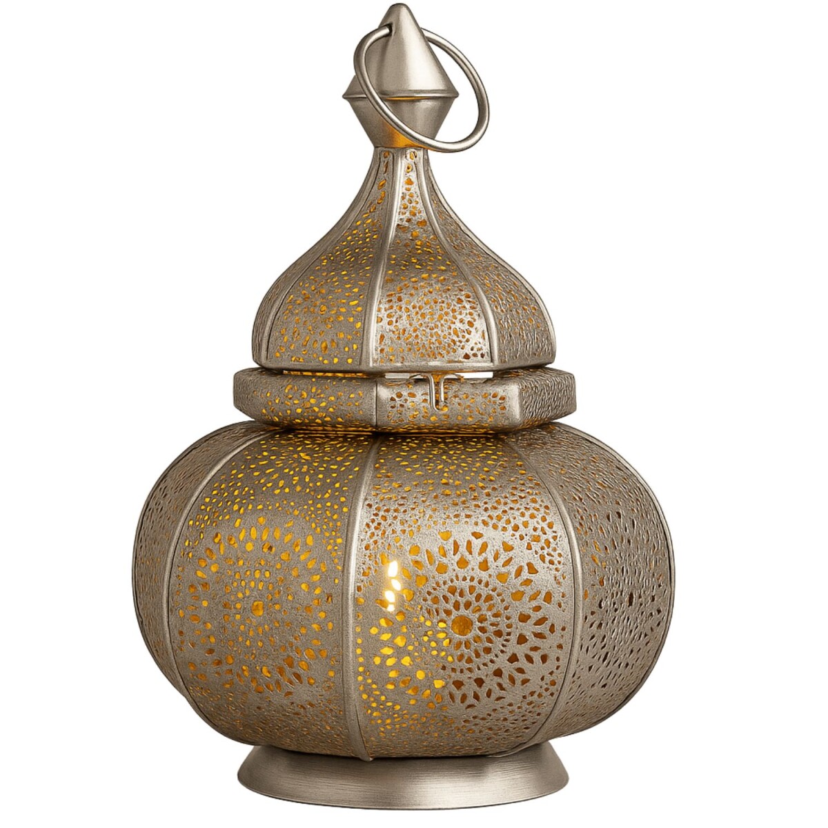 Oosterse lantaarn Ziva, zilverkleurig met gouden...