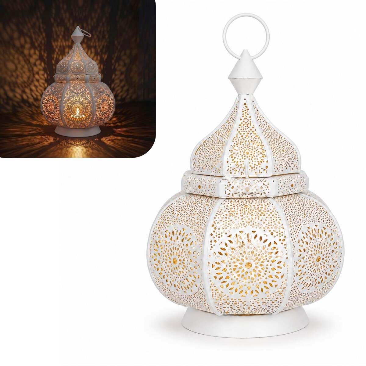Oosterse Indiase windlicht Ziva Wit box