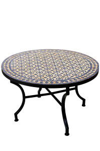 Marokkaanse mozaïektafel Albaicin, beige en blauw,...