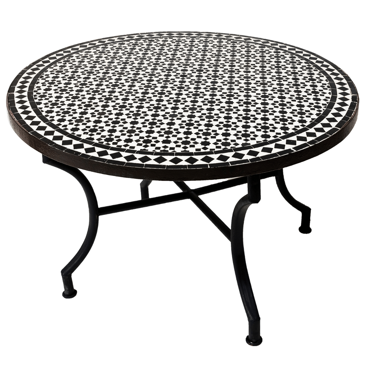 Marokkaanse mozaïektafel Albaicin zwart-wit, diameter 1