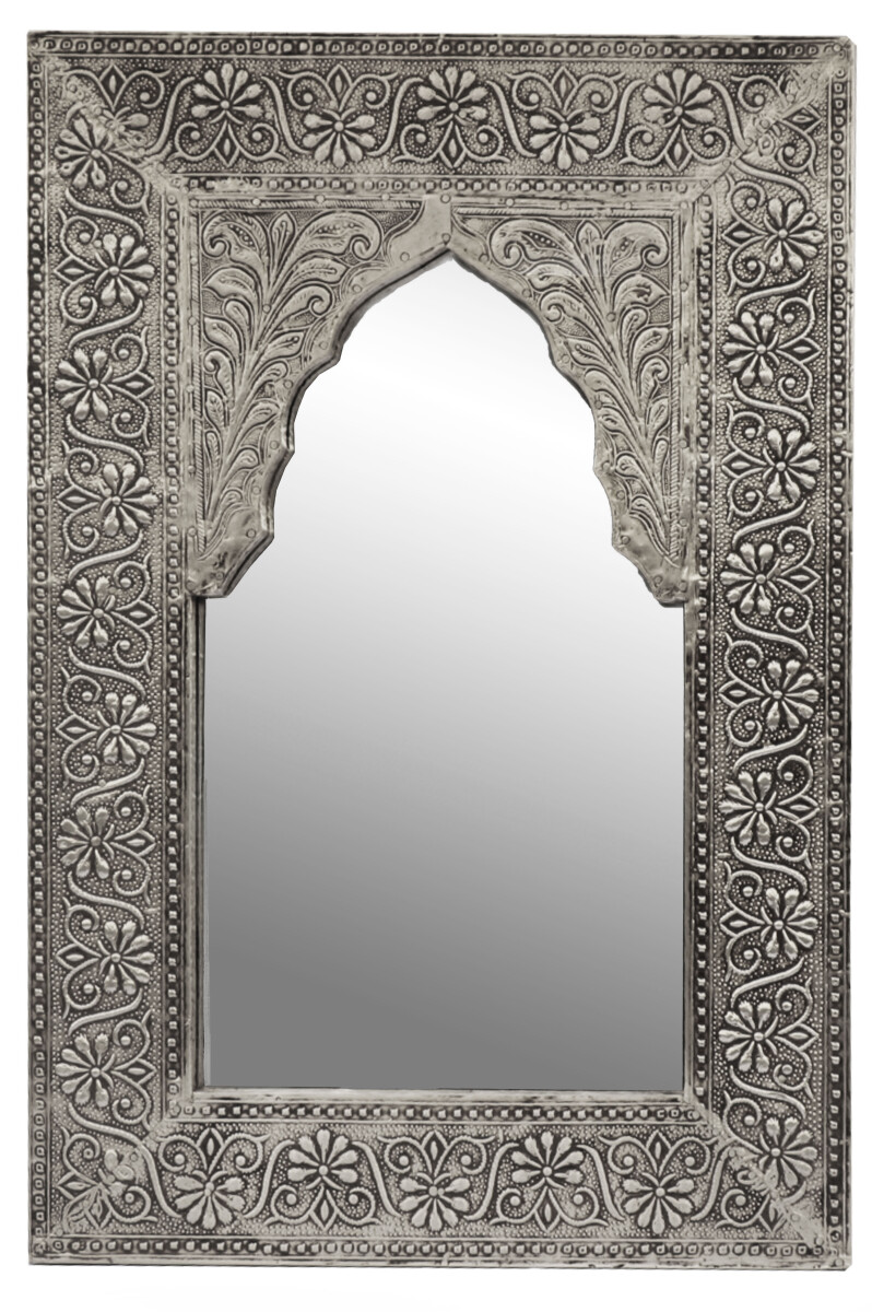 Oosterse vintage spiegel Malik, decoratief, zilver - 42 cm -