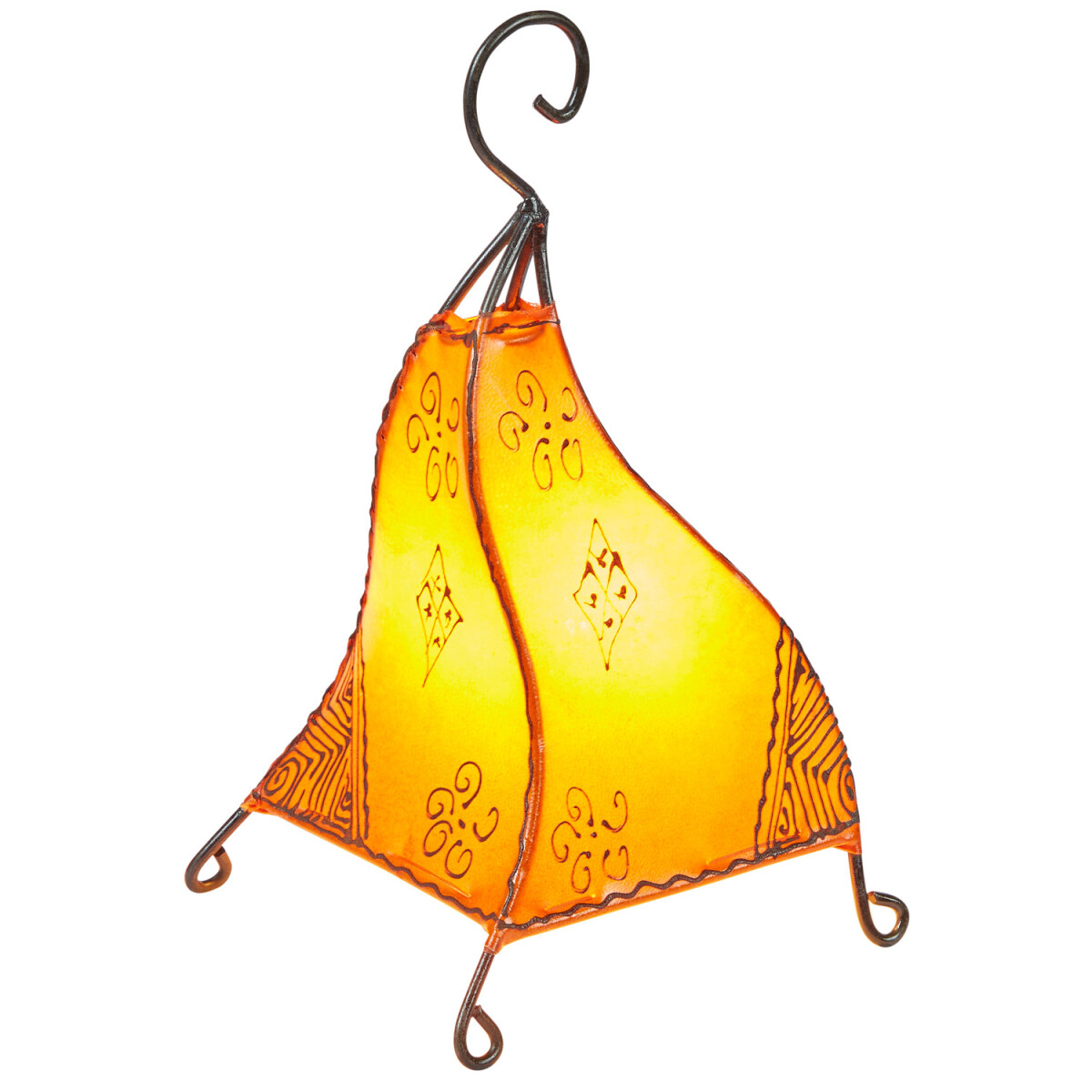 Nachtlampje/tafellamp Marrakesh Oranje van geitenleer 35 cm