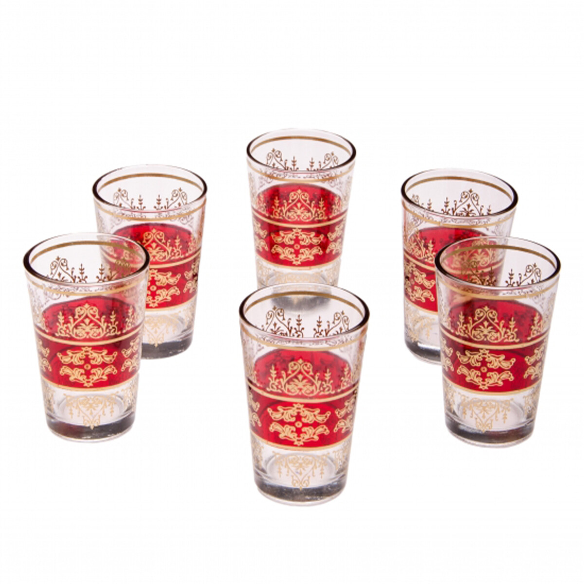 6x Oosterse theeglazen Marrakesh Rood -  box