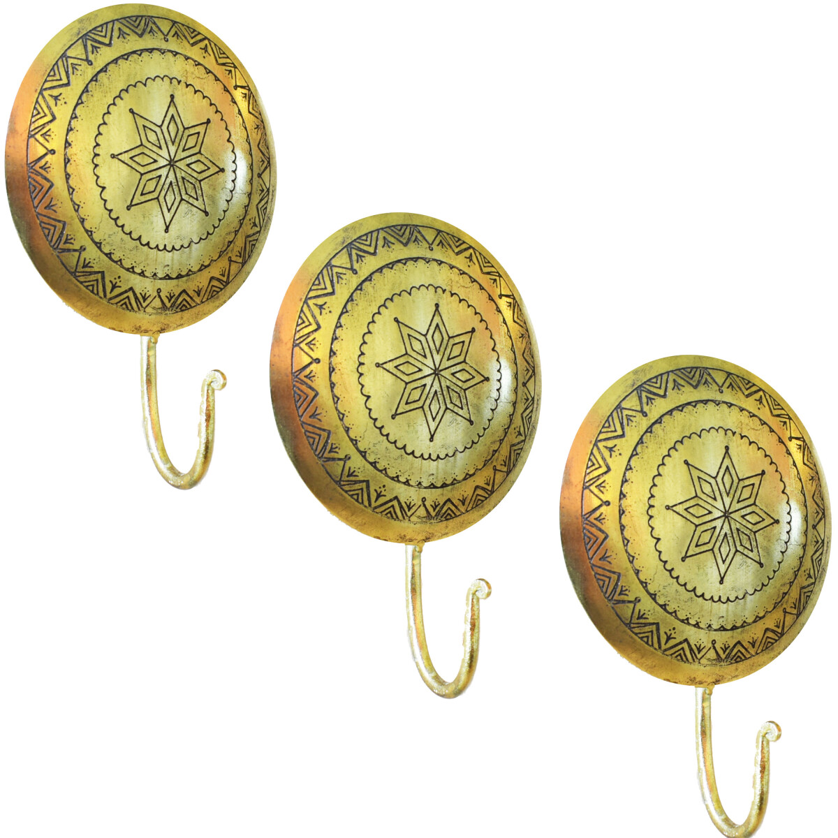 Set van 3 vintage kledinghaken Halis Gold